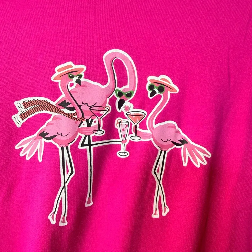 HUE Pajama Set Womens Large Pink Flamingo Long Sleeve Sleepwear Loungewear NWT